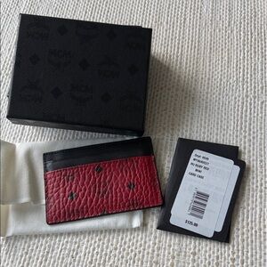 NWT MCM Black and Red Card Holder